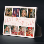 Modern 8 Photo Collage Best Mom Ever Peach Plaque<br><div class="desc">Modern and minimal mother's day photo keepsake plaque featuring 8 photos with a curvy typography text that says "best mom ever." The color is peach.</div>