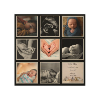 Modern 8 - photo Collage Black Frames Wood Wall Art