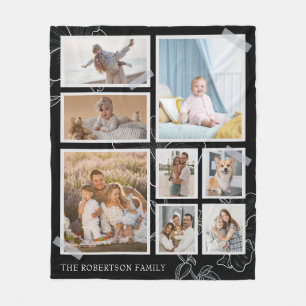 Modern 8 Photo Collage Family Fleece Blanket