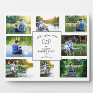 Modern 8 Photo Collage Father's Day Keepsake Plaque