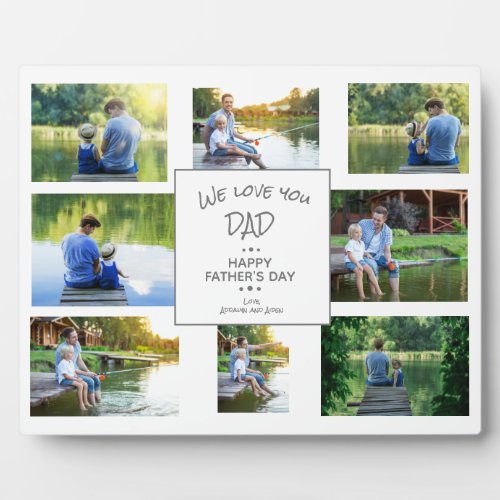 Modern 8 Photo Collage Fathers Day Keepsake Plaque