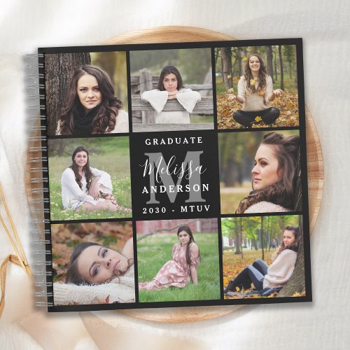Modern 8 Photo Collage Graduation GuestBook Notebook