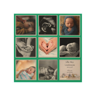 Modern 8 - photo Collage Medium Green Wood Frames Wall Art