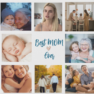 Modern  8 Photo Collage  Mother's Day best momever Faux Canvas Print
