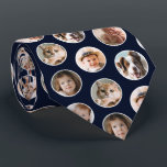 Modern 8-Photo Collage Neck Tie<br><div class="desc">Add a personal touch to your wardrobe with this custom photo necktie, featuring a stylish dark navy blue background with a pattern of circular frames showcasing 8 of your favorite pictures. Whether it's cherished family moments, adorable pets, or meaningful photos, this unique tie transforms memories into a stylish and sentimental...</div>