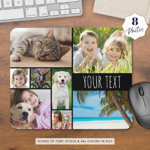 Modern 8 Photo Collage Personalized Custom Mouse Pad