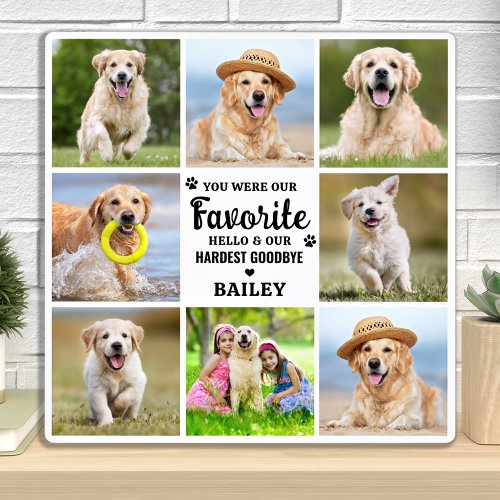 Modern 8 Photo Collage Pet Dog Loss Remembrance Plaque