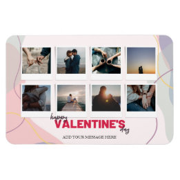 Modern 8 Photo Collage Valentine's Gift Magnet