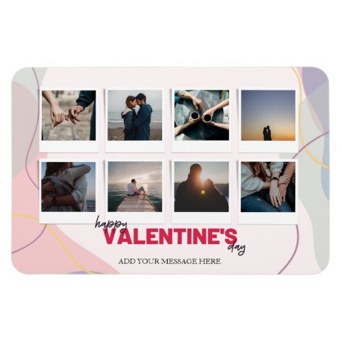 Modern 8 Photo Collage Valentines Gift Magnet