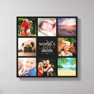 Modern 8 Photo Collage Worlds Best Mom Canvas Print