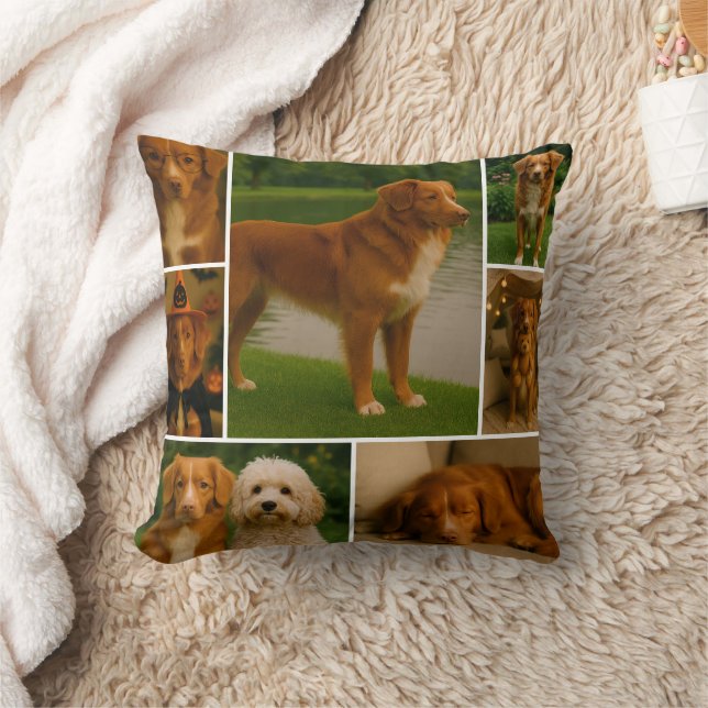 Modern 8 Photo Gift Custom Collage Personalized Throw Pillow (Blanket)