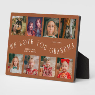 Modern 8 Photo Grid Love You Grandma Terracotta Plaque