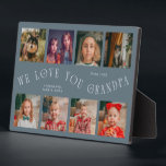 Modern 8 Photo Grid Love You Grandpa Slate Blue Plaque<br><div class="desc">Modern and minimal keepsake photo plaque to gift it to a grandfather featuring 8 photos with a curvy typography text that says "we love you grandpa." The color is slate blue.</div>