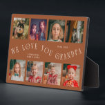 Modern 8 Photo Grid Love You Grandpa Terracotta Plaque<br><div class="desc">Modern and minimal keepsake photo plaque to gift it to a grandfather featuring 8 photos with a curvy typography text that says "we love you grandpa." The color is terracotta.</div>