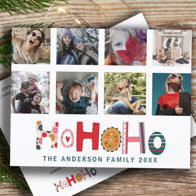 Modern 8 Photo Ho Ho Ho Christmas  Postcard (Creator Uploaded)