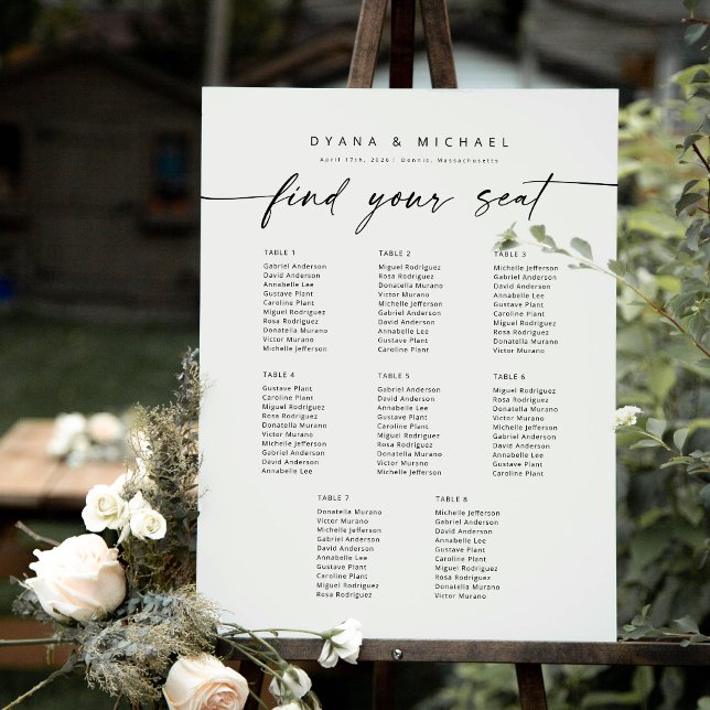 Modern 8 Tables Find Your Seat Seating Chart Foam Board (Creator Uploaded)