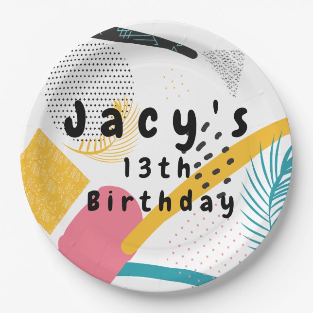 Modern 90s Collage Retro Party Paper Plates (Front)