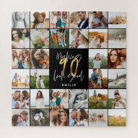 Modern 90th birthday multi photo script gift