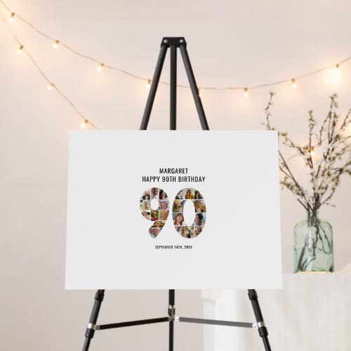 Modern 90th Birthday Photo Collage Message Foam Board