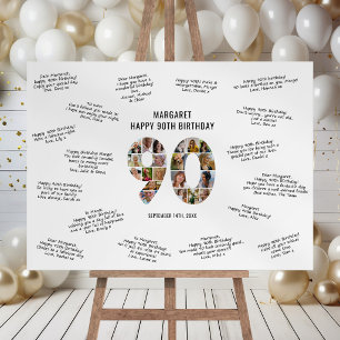 Modern 90th Birthday Photo Collage Message Foam Board