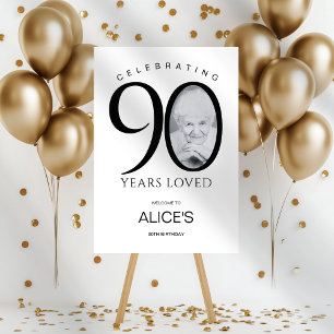 Modern 90th Birthday with Photo in Number, Minimal Foam Board