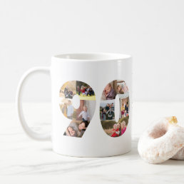 Modern 90th Number Photo Collage Custom Greeting Coffee Mug