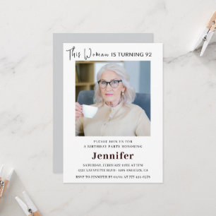 Modern 92nd birthday invitations for her Photo