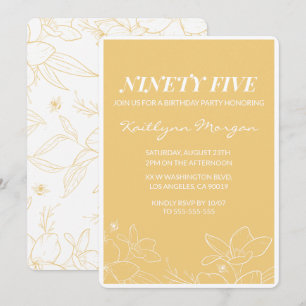 Modern 95th birthday invitations Floral Yellow
