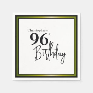 Modern 96th Birthday Napkins Elegant Black Gold
