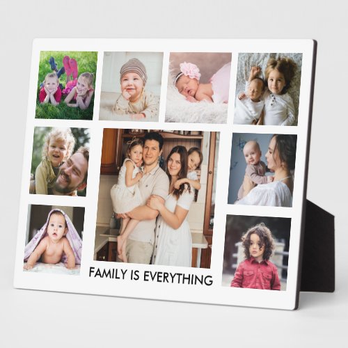 Modern 9 Photo Collage Family Is Everything Quote Plaque