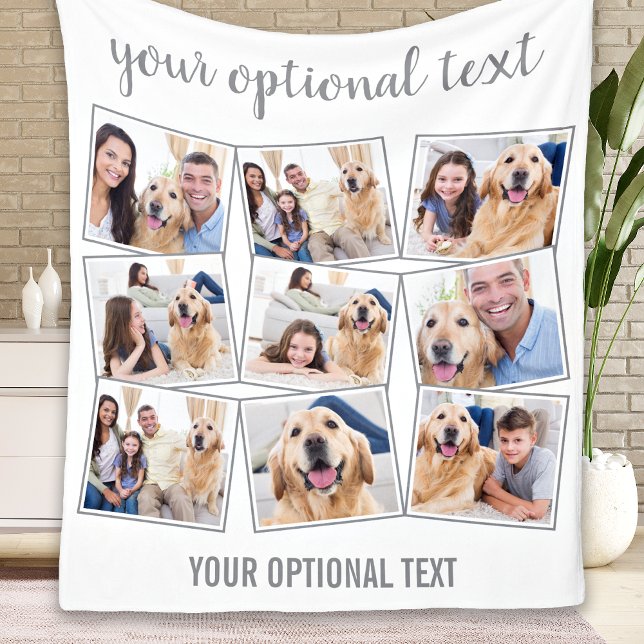 Modern 9 Photo Collage Fleece Blanket (Creator Uploaded)