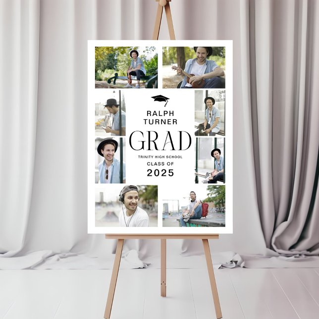 Modern 9 Photo Collage GRAD Graduation Foam Board (Creator Uploaded)