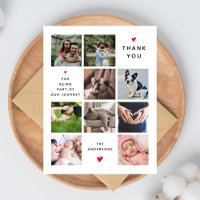 Modern 9 Photo Collage New Baby Family Thank You