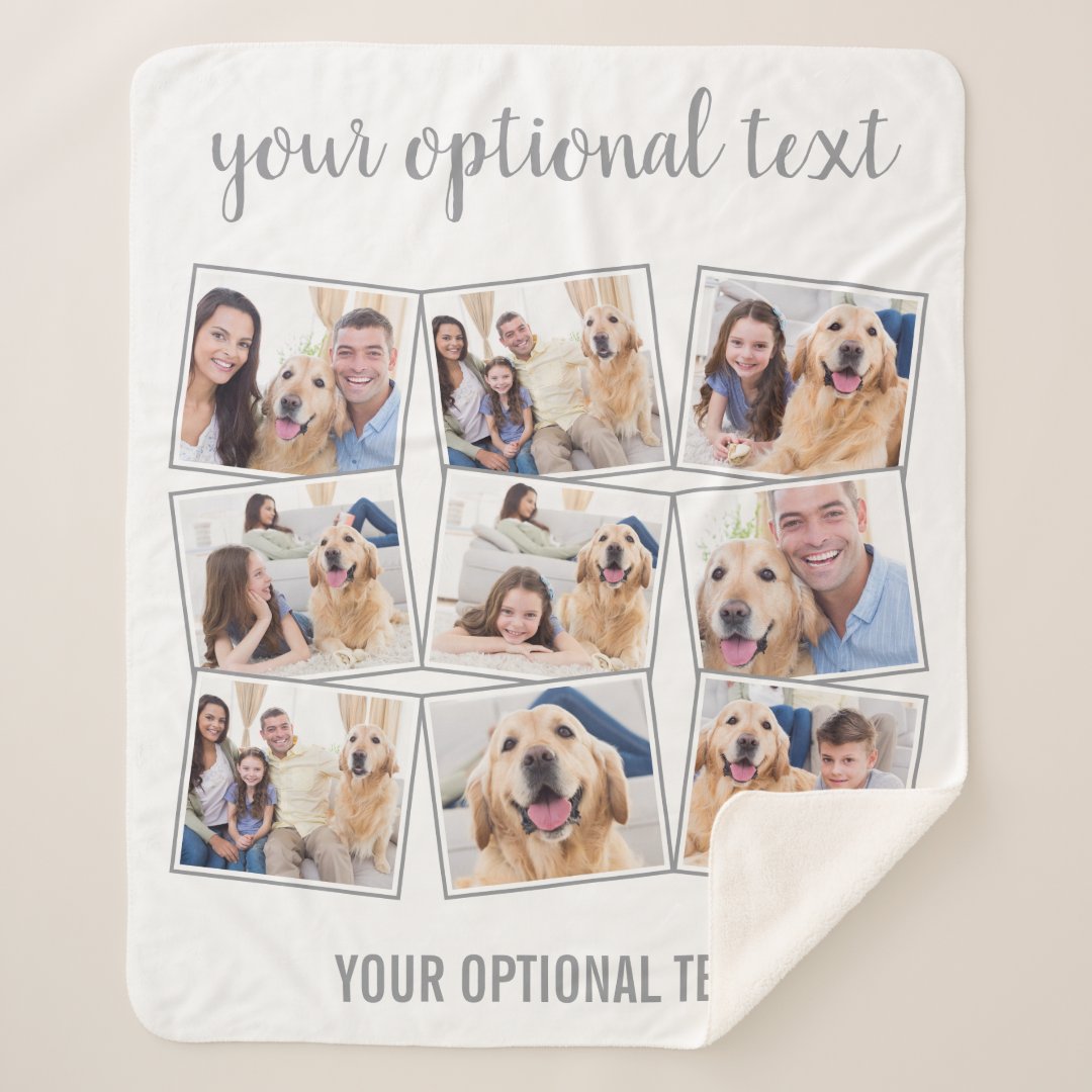 Modern 9 Photo Collage Sherpa Blanket Zazzle