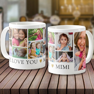 Modern 9 Photo Collage We Love You Mimi Keepsake Coffee Mug
