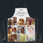 Modern 9 Photo Family Collage | Personalized Apron<br><div class="desc">Personalize your family apron,  featuring a 9 square photo collage grid and the family name in calligraphy script font. Suitable for any family member to wear and makes a unique gift.</div>