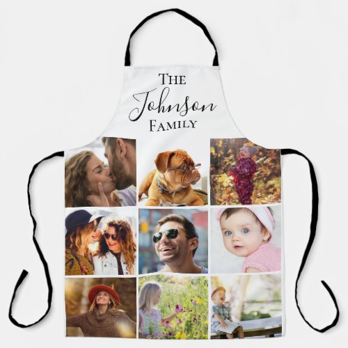 Modern 9 Photo Family Collage  Personalized Apron