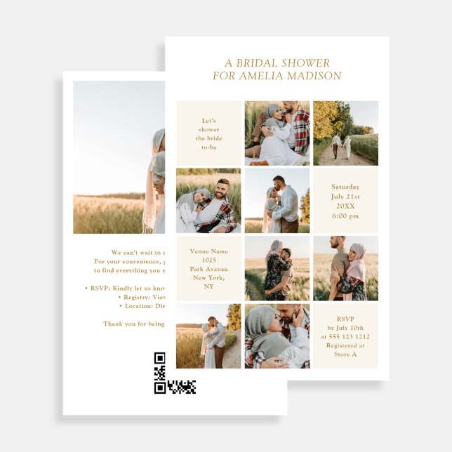 Modern 9 Photo White Bridal Shower Flyer (Creator Uploaded)