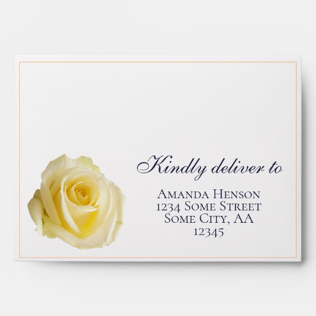 Modern A7 Rose Return Address Wedding Envelope (Front)