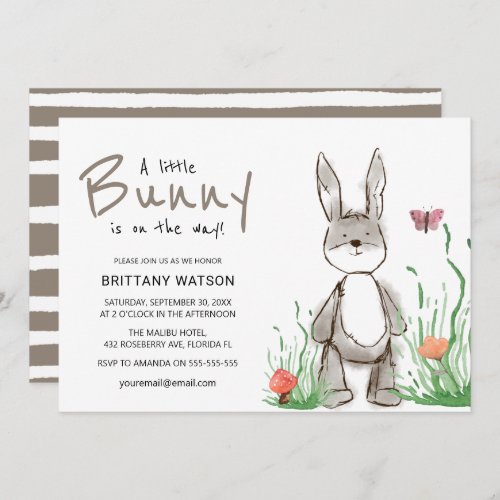 Modern A Little Bunny Is On The Way baby shower Invitation