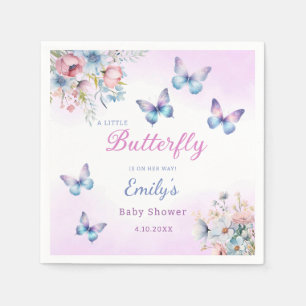 Modern A little Butterfly Floral girl baby shower  Napkins
