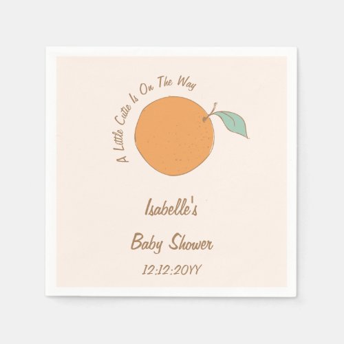 Modern A Little Cutie Orange Baby Shower  Napkins