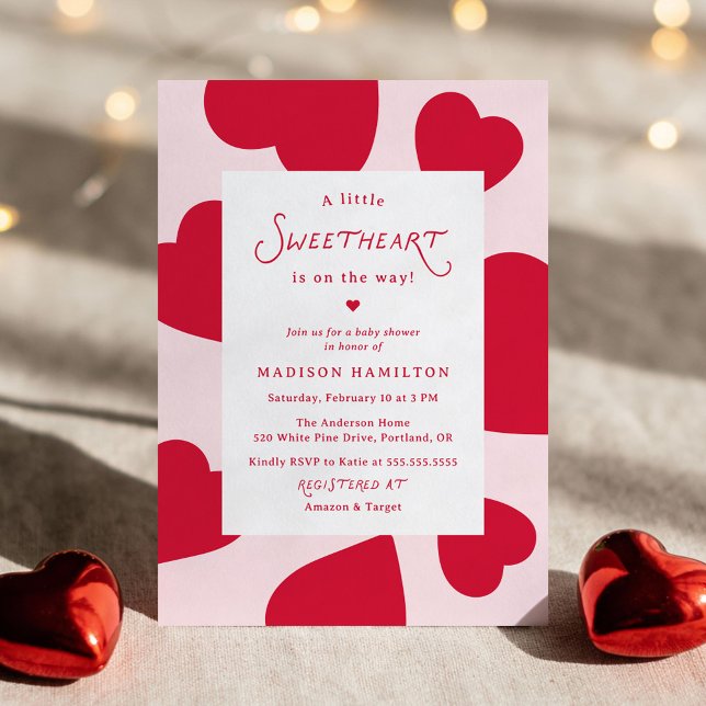 Modern A Little Sweetheart Valentine Baby Shower Invitation (Creator Uploaded)