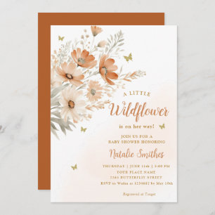 Modern A Little Wildflower Boho Girl Baby Shower Invitation