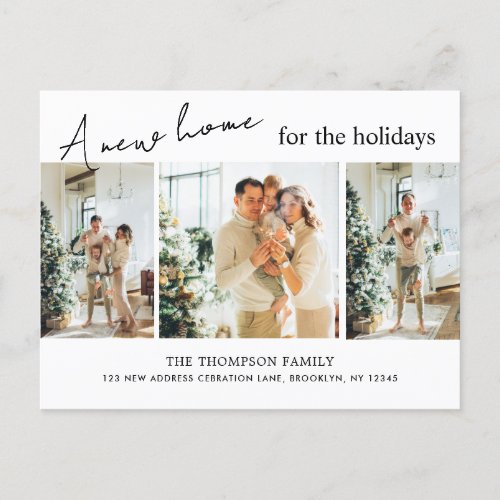 Modern A New Home for the Holidays Photo Moving Announcement Postcard