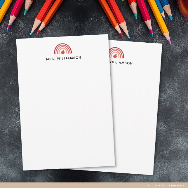 Modern A Note From Teacher Name Note Card (The front of the note card is shown in 3.5 x 5 inches. Add teacher´s name and choose paper + size.)