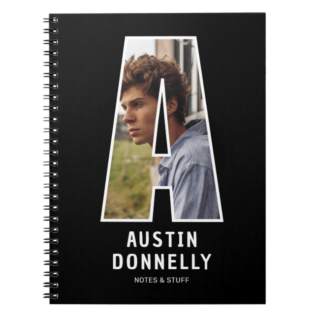Modern "A" Photo Initial Monogram Notebook (Front)