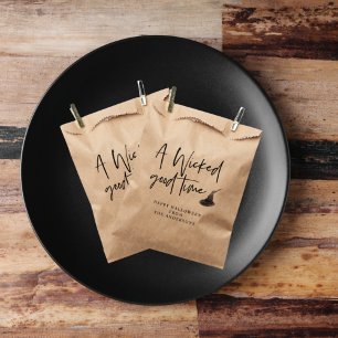 Modern A Wicked Good Time Quote   Happy Halloween  Favor Bag