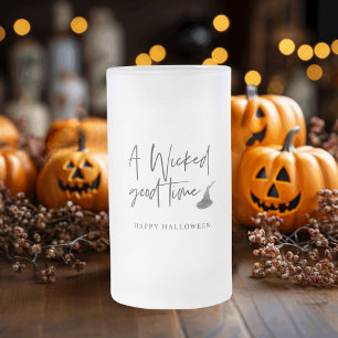 Modern A Wicked Good Time Quote   Happy Halloween Frosted Glass Beer Mug