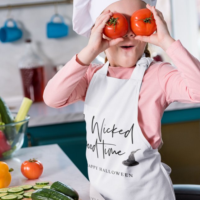 Modern A Wicked Good Time Quote | Happy Halloween Kids' Apron (Creator Uploaded)